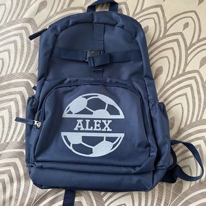 Personalized Sports Backpack - soccer ball - navy blue - new